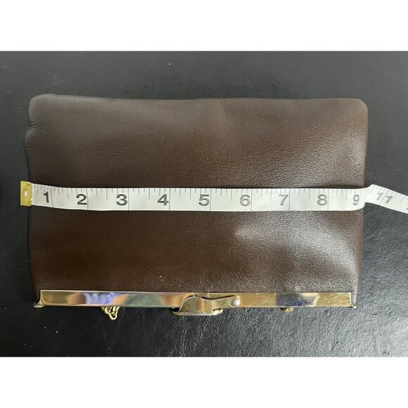 Etra Brown Leather Clutch Shoulder Purse Vintage 1950s - Picture 11 of 16